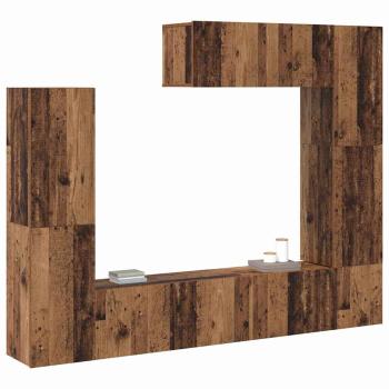 7 Teile TV Schrank Set Wandmontiert Old Wood Engineered Wood