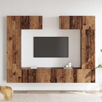 6-teilige TV Schrank Set Altes Holz Ingenieurholz