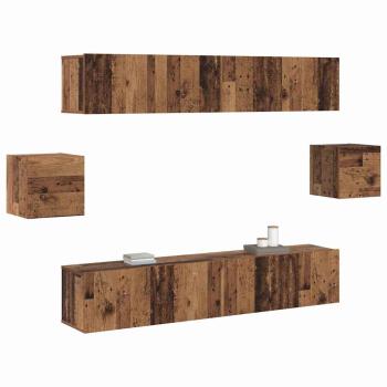 6-teiliges TV Schrank Set Altholz