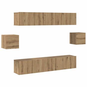 6-teiliges TV Schrank Set Artisan Eiche Hergestelltes Holz