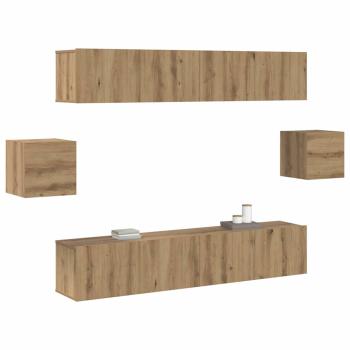6-teiliges TV Schrank Set Artisan Eiche Hergestelltes Holz
