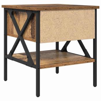 Nachttisch Altholz 40 x 42 x 45 cm Schichtholz und Metall