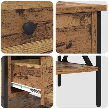 Nachttisch Altholz 40 x 42 x 45 cm Schichtholz und Metall