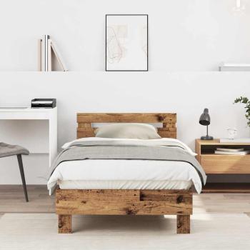 ARDEBO.de - Rustikales Holz Bettgestell Altes Holz Massivholz 90 x 190 cm