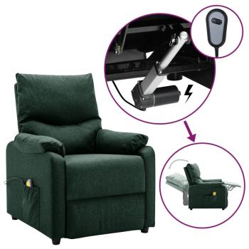 Elektrischer Massagesessel Dunkelgrün Stoff