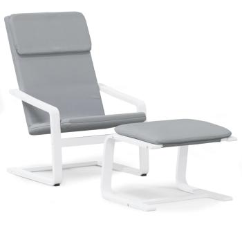 Relaxsessel mit Hocker Hellgrau Stoff