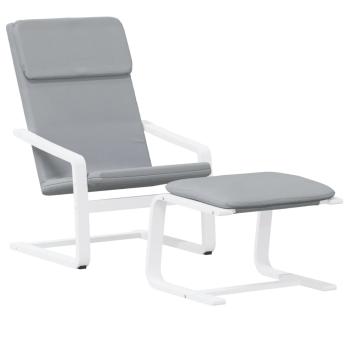 Relaxsessel mit Hocker Hellgrau Stoff