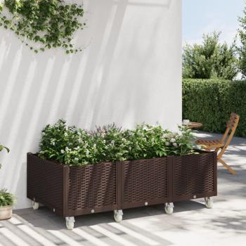 ARDEBO.de - Pflanzkasten mit Rollen Braun 150x80x54 cm PP