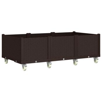 Pflanzkasten mit Rollen Braun 150x80x54 cm PP