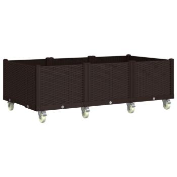 Pflanzkasten mit Rollen Braun 150x80x54 cm PP