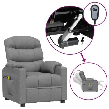 Massagesessel Elektrisch Hellgrau Stoff