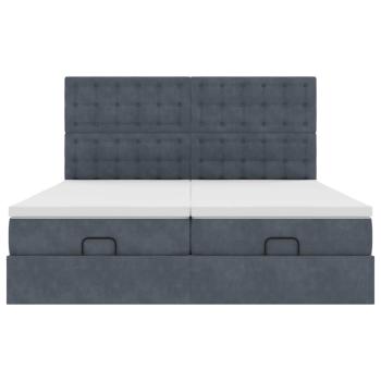 Ottoman-Bett mit Matratzen Dunkelgrau 160x200 cm Samt