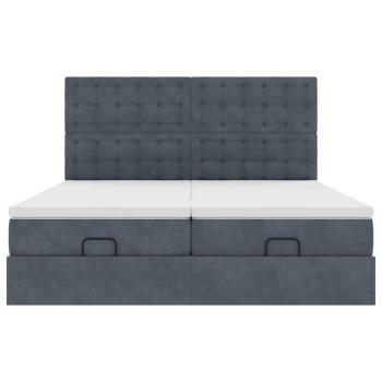 Ottoman-Bett mit Matratzen & LEDs Dunkelgrau 160x200 cm Samt