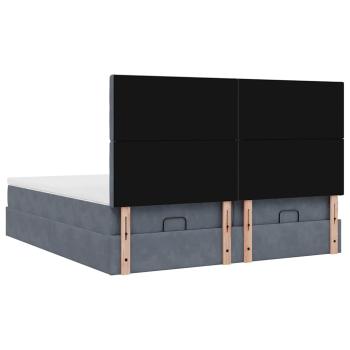 Ottoman-Bett mit Matratzen & LEDs Dunkelgrau 160x200 cm Samt