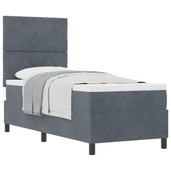 Boxspringbett mit Matratze Dunkelgrau 80x200 cm Samt