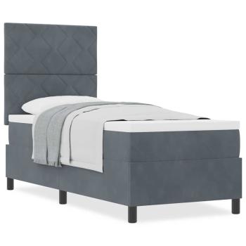 Boxspringbett mit Matratze Dunkelgrau 80x200 cm Samt