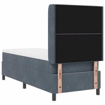 LED Boxspringbett mit Matratze Dunkelgrau 80x200 cm Samt