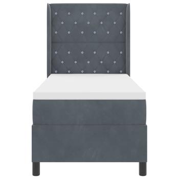 LED Boxspringbett mit Matratze Dunkelgrau 80x200 cm Samt