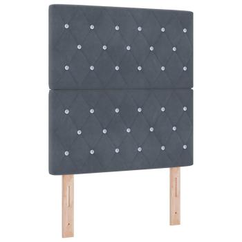 LED Boxspringbett mit Matratze Dunkelgrau 80x200 cm Samt
