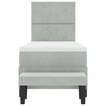 Boxspringbett mit Matratze & Bank Hellgrau 80x200 cm Samt