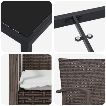 5-teiliges Gartentisch-Set mit Kissen Braun Poly Rattan