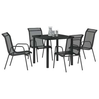 5-teiliges Garten Esszimmerset Schwarz Textilene und Stahl