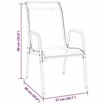 5-teiliges Garten Esszimmerset Schwarz Textilene und Stahl