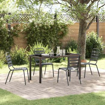 ARDEBO.de - 5-teiliges Garten-Essset Dunkelgrauer Stahl