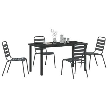 5-teiliges Garten-Essset Dunkelgrauer Stahl