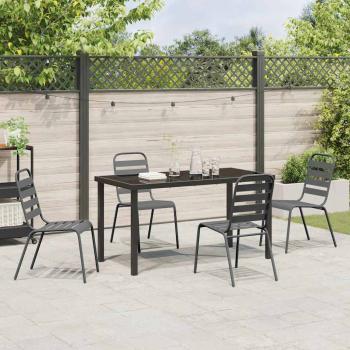 5-teiliges Garten-Essset Dunkelgrauer Stahl