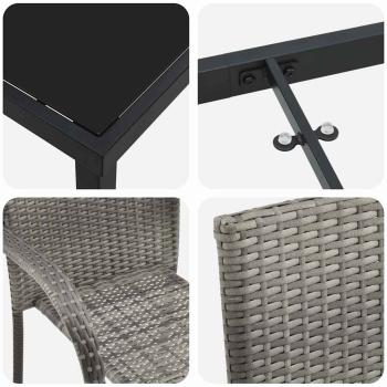 5-teiliges Garten-Esstischset Grau Poly-Rattan