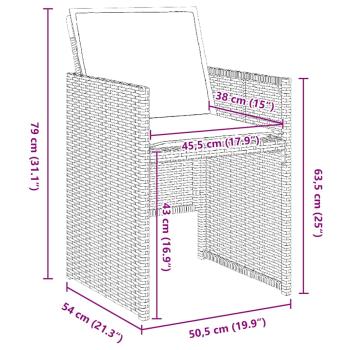 5-teiliges Garten-Essset mit Kissen Grau Poly-Rattan