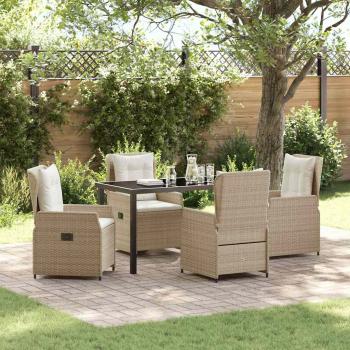 ARDEBO.de - Garten Essgruppe 5 stk. Beige und Hellgrau Poly-Rattan