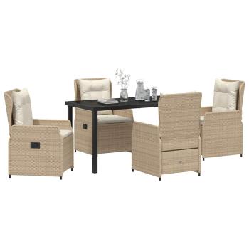 Garten Essgruppe 5 stk. Beige und Hellgrau Poly-Rattan