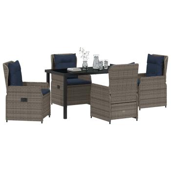 5-teiliges Garten-Ess-Set Grau Poly-Rattan