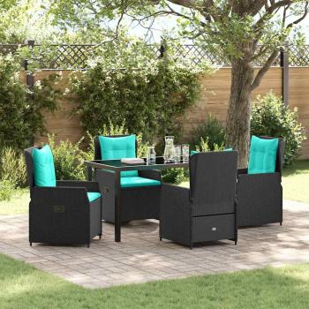 ARDEBO.de - 5-teiliges Gartendining-Set aus schwarzem Poly-Rattan