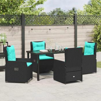 5-teiliges Gartendining-Set aus schwarzem Poly-Rattan