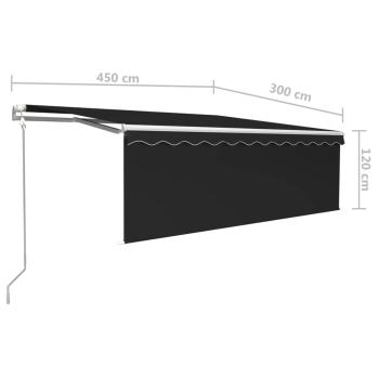 Markise Automatisch Einziehbar mit Volant 4,5x3 m Anthrazit