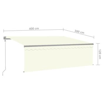 Markise Automatisch mit Rollo LED Windsensor 4x3 m Creme