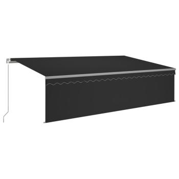 Markise Manuell Einziehbar mit Rollo & LED 5x3 m Anthrazit