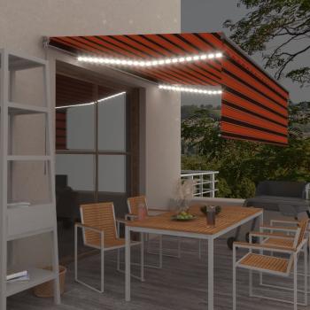 ARDEBO.de - Markise Manuell Einziehbar mit Rollo & LED 4,5x3 m Orange Braun