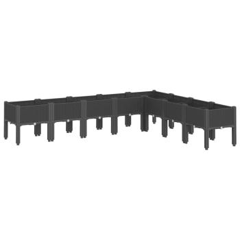 Pflanzkasten mit Beinen Schwarz 200x160x42 cm PP