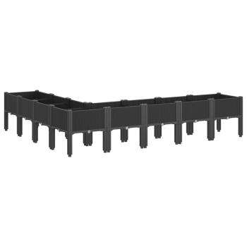Pflanzkasten mit Beinen Schwarz 200x160x42 cm PP