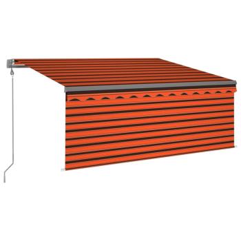 Markise Automatisch Einziehbar mit Volant 3,5x2,5m Orange Braun