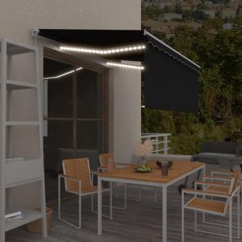 ARDEBO.de - Markise Manuell Einziehbar mit Rollo & LED 3x2,5m Anthrazit