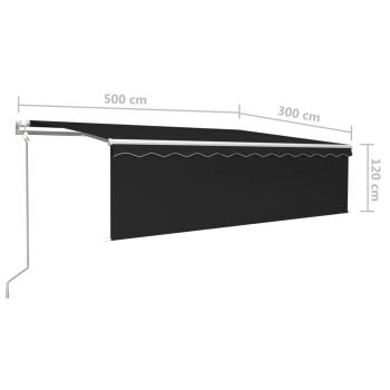 Markise Automatisch Einziehbar mit Volant 5x3 m Anthrazit