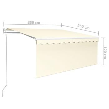 Markise Automatisch Einziehbar mit Volant 3,5x2,5 m Creme