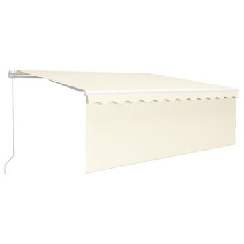 Markise Manuell Einziehbar mit Rollo & LED 4x3 m Creme