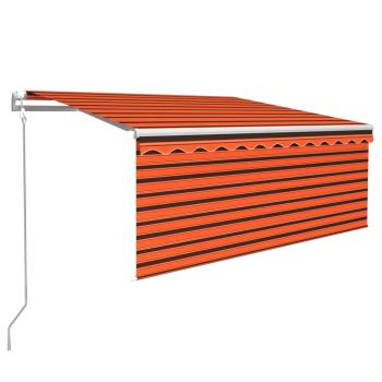 Markise Automatisch Einziehbar mit Volant 3x2,5 m Orange Braun