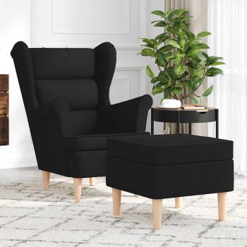 ARDEBO.de - Sessel mit Fußhocker Schwarz Stoff
